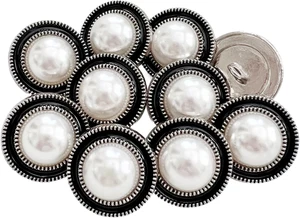 10PC Faux Pearl Metal Buttons for Clothing, Jeans, Crafts, Pants, Blazer, Sewing - Picture 1 of 12