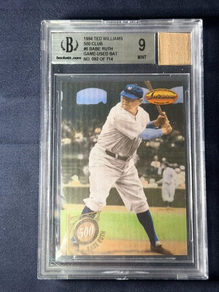 1994 Ted Williams 500 Club #6 Babe Ruth Game Used Bat BGS 9 No. 092 Of 714 - Image 1 of 2