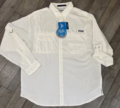 Camisa Columbia PFG Abotonada Para Hombre XL Blanca Tamiami Omni-Sombra Manga Larga Foto 1 de 4