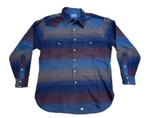 RARE Vintage Pendleton Wool Pearl Snap High Grade Western Wear Shirt Striped XL - Picture 1 of 8