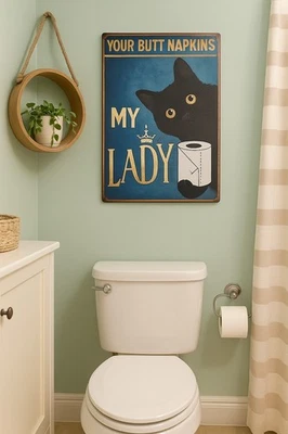Алюминиевый металлический знак Your Butt Napkins My Lady Black Cat, 8,x 12, деревенский. - Изображение 1 из 4