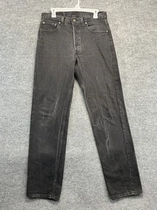 Vintage Levis 501 Jeans Men 33x34 Black Straight Button Fly Denim Pants Made USA - Picture 1 of 12
