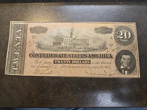 1864 $20 Confederate States of America Richmond VA T-67 Obsolete Paper Currency - Picture 1 of 10