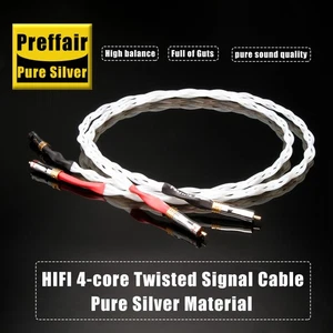 Pair 100% Silver Twist RCA Cable HIFI Audio Signal Cable Plug Interconnect - Picture 1 of 7