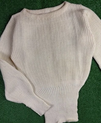 Suéter Antiguo Vintage Años 40 Tejido Crema Mediano Crazy Ribbing Foto 1 de 3