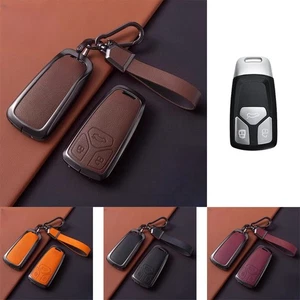 Zinc Alloy Leather Car Key Fob Case Cover For Audi Q7 A4 A5 S4 S5 M4 RS Q5 B9 - Picture 1 of 12
