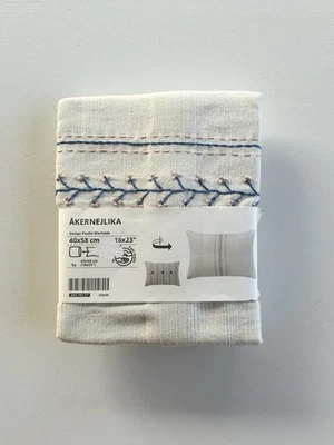 Ikea AKERNEJLIKA Cushion Pillow Cover 16x23 Embroided Off-White Pink Blue NEW - Image 1 of 4