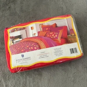 NUOVO set lenzuola gemelle vintage Susan Sargent collezione casa 100% cotone Foxtrot - Foto 1 di 5
