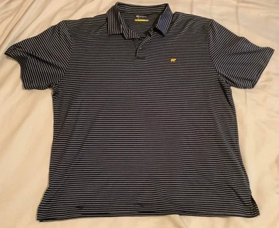 Camisa Polo Jack Nicklaus Para Hombre XL Rayas 100% Poliéster Azul Marino Oso Golf Foto 1 de 4