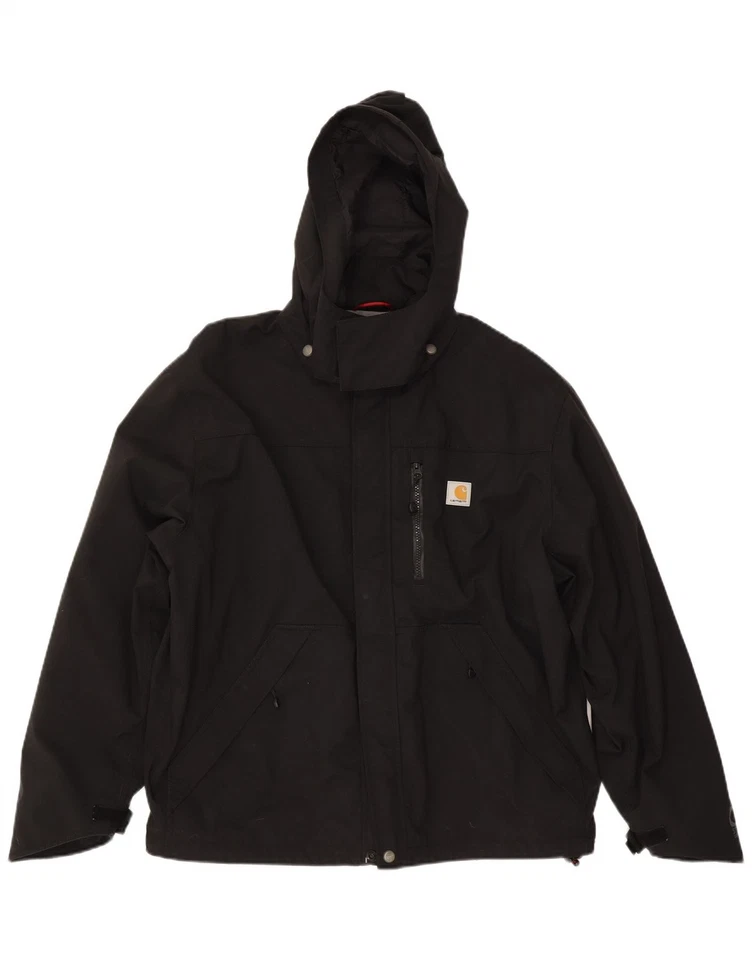 CARHARTT Mens Hooded Windbreaker Jacket UK 40 Large Black Nylon BF06 - Image 1 of 3