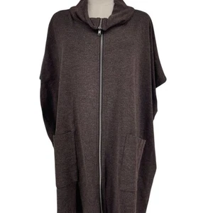 Bryn Walker Women's Brown Pip Zipper Poncho with Front Pockets Size M Lagenlook - Picture 1 of 11