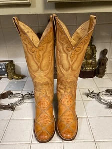 CUSTOM HAND MADE OSTRICH 1983 VINTAGE WESTERN COWBOY RANCH RODEO BOOTS 5.5 A - Picture 1 of 19