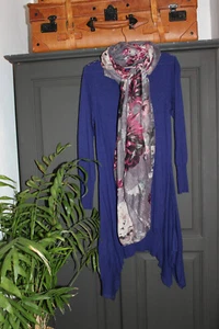 Marks & Spencer Silk & Cashmere Knit Jumper Dress Size 12 Blue Asymmetric M&S - Picture 1 of 5