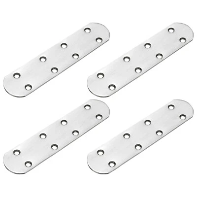 4uds Planos rectas Soportes, 6,3x1,5" Reparación Placas, Inoxidable Acero, Plata - Imagen 1 de 4