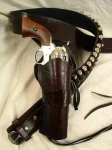 44 45 RUGER COLT UBERTI WESTERN FAST DRAW SIXGUN PISTOL LEATHER GUN HOLSTER BELT - Picture 1 of 9
