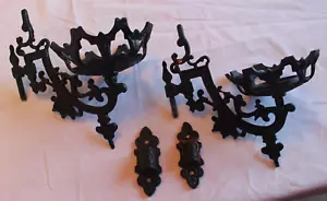 Set of Two Vintage Cast Iron Oil Lamp Victorian Style Brackets (2) - Picture 1 of 16
