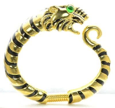  Браслет-манжета Kenneth Jay Lane KJL с черной эмалью полированное золото тигр   - Изображение 1 из 4