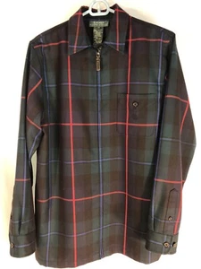 Lauren Ralph Lauren a quadri donna media shacket zip 100% lana leggera - Foto 1 di 8