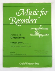 Music for Recorders - Fantasia on Greensleeves R. Vaughan Williams Oxford ©1964 - Picture 1 of 4