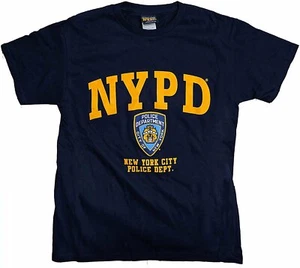 NYPD Kids Official Licensed T-Shirt Navy Yellow New York Police Youth Boys Tee - Picture 1 of 5