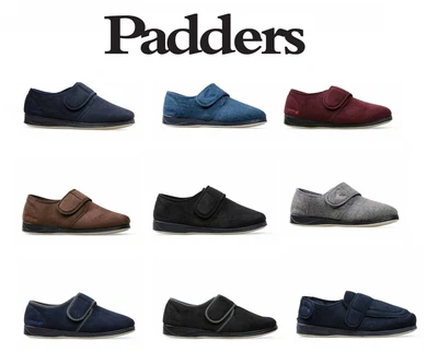 Padders Charles Mens Slippers G Fitting Memory Foam Hook & Loop Boxed UK 7 to 12