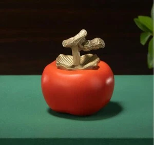 Chinese bronze 100% Hand-carved "喜事发生" Lucky persimmon peanut Statue  - Picture 1 of 12