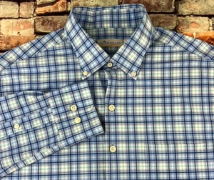 Peter Millar Featherweight Stretch Nylon Mens M Blue Plaid Button Down Shirt - Bild 1 von 6