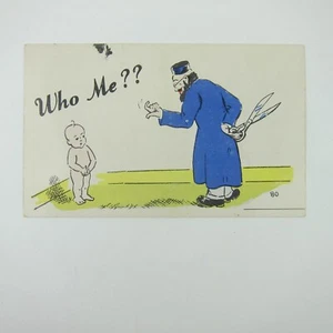 Postcard Comic Humor Judaica Jewish Circumcision Rabbi Large Scissors Vintage - Picture 1 of 12