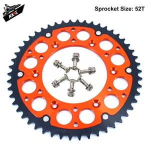 KKE 52T Sprocket for KTM SX SXF EXC XCW 300 350 450 2003-2023 Rear Hybrid Orange - Picture 1 of 6