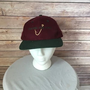 Here Fishy Fishy Fishy Baseball Cap Burgundy & Green Snapback Fishing Trucker - Picture 1 of 9