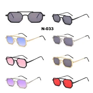 OCCHIALI DA SOLE UOMO DONNA IN METALLO UNISEX QUADRATI MODA POLYGON Vintage - Imagen 1 de 8