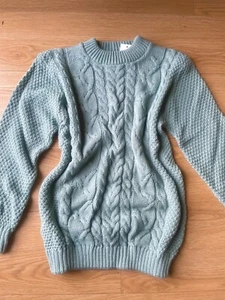 y2k green knitted chunky kit jumper size 10 medium - Picture 1 of 1