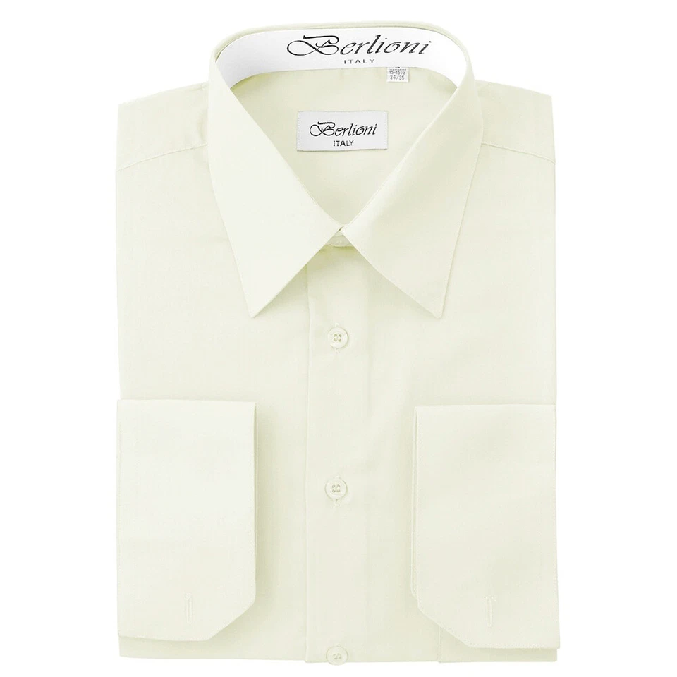 CAMISA DE VESTIR BERLIONI HOMBRE CONVERTIBLE PUÑO SÓLIDO-BLANCO APAGADO-M manga 32/33 Foto 1 de 2