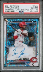 2021 Bowman Chrome Ivan Johnson 1st Prospect Speckle Refractor Auto #/299 PSA 10