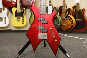 B.C.Rich Warlock model Red Electric Bass Guitar Used Shipping From Japan - Picture 1 of 10