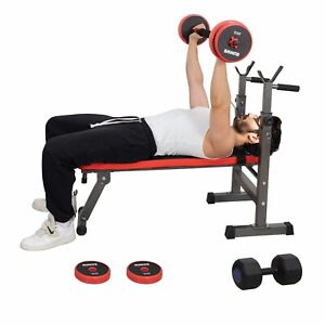 Adjustable Weight Bench Folding Bench Press w/Barbell Rack Full Body Workout