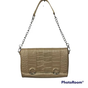 NUEVO SIN ETIQUETAS Michael Rome Bolso de Hombro de Cuero Dorado Cocodrilo en relieve Cartera Correa de Cadena - Imagen 1 de 8