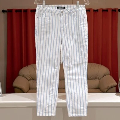 Pantalones de mezclilla para mujer BACCINI blanco azul a rayas cinco bolsillos talla 6 Foto 1 de 4
