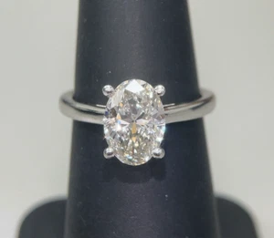 Diamond Engagement Ring Oval AGI Certified VS1 2 Ct Lab Created 14K White Gold - Picture 1 of 7