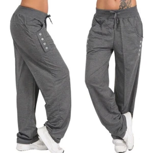 Women Trousers Loose Sweatpants Gym Sports Wide Leg Long Casual Pant Jogger 67UK - Picture 1 of 12