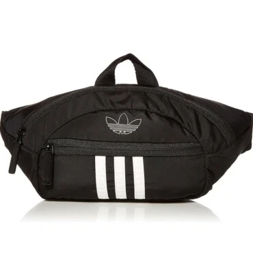 adidas Originals Unisex National Waist Pack/Fanny Pack/Travel Bag, Black/White - Image 1 of 3