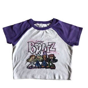 Bratz Juniors Crop Top T-Shirt Size M Cute Graphic Top Glam Spell Out - Picture 1 of 5