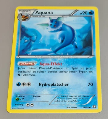 Aquana # 22/98 Uncommon XY Ewiger Anfang 2015 Pokemon DE Near Mint - Bild 1 von 3