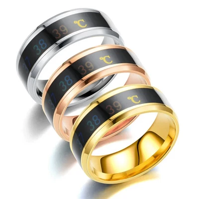 Titanium Steel Ring Temperature Sensitive Waterproof Wedding Band Men Jewelry - Image 1 of 4