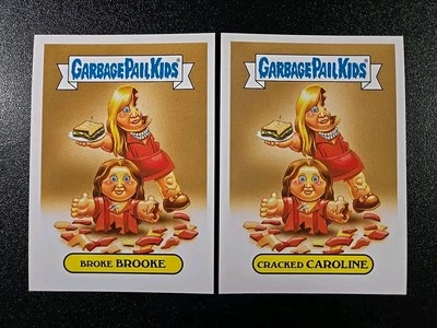 2 Broke Girls Beth Behrs Kat Dennings TV Show Spoof 2 Card Set Garbage Pail Kids - Image 1 of 2