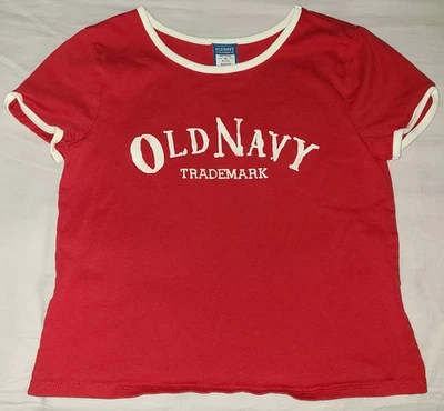 Camiseta niña joven mediana 8 roja gráfica, cuello redondo '94 Old Navy logotipo de marca Foto 1 de 4