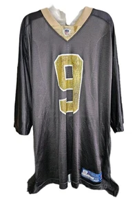 Camiseta de fútbol americano de colección de los New Orleans Saints de la década de 2000 #9 Brees talla 3XL negra NFL Reebok - Imagen 1 de 23