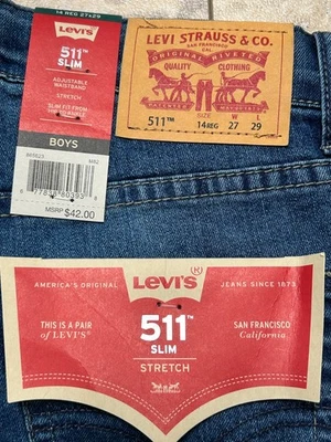 Jeans Levi’s 511 Slim Talla 14 Reg 27x29 Azul Cintura ***NUEVO CON ETIQUETAS*** ENVÍO GRATUITO Foto 1 de 4
