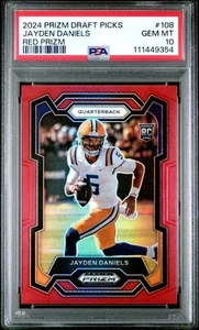 2024 Panini Prizm Draft Picks - Jayden Daniels #108 Red Prizm 109/299 RC PSA 10 - Picture 1 of 2