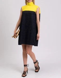 RRP€1100 NINA RICCI Trapeze Dress FR34 US0 UK4 XS Wool & Hemp Blend High Neck - Picture 1 of 8